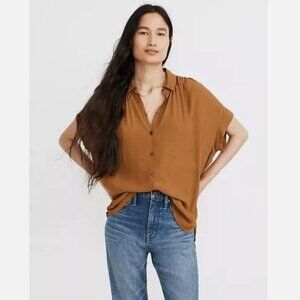 Madewell Central Drapey Shirt Dark Tobacco XXS